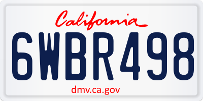 CA license plate 6WBR498