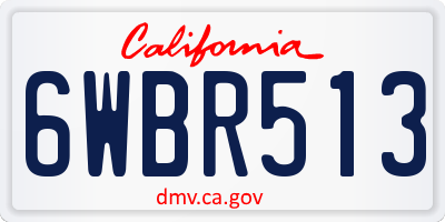 CA license plate 6WBR513