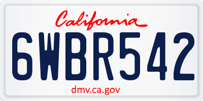 CA license plate 6WBR542