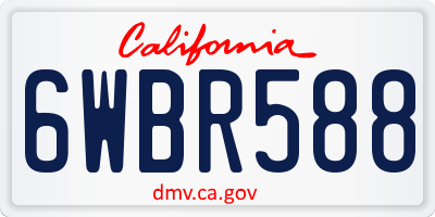 CA license plate 6WBR588