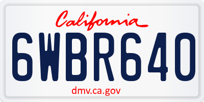 CA license plate 6WBR640