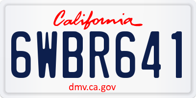 CA license plate 6WBR641