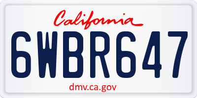 CA license plate 6WBR647