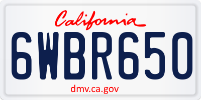 CA license plate 6WBR650