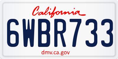 CA license plate 6WBR733