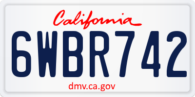 CA license plate 6WBR742