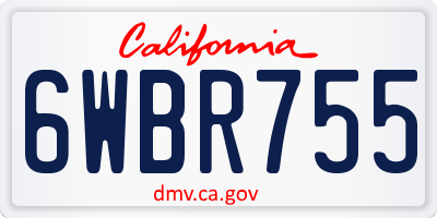 CA license plate 6WBR755