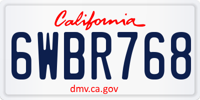 CA license plate 6WBR768
