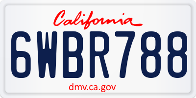 CA license plate 6WBR788