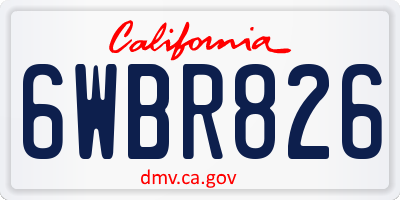 CA license plate 6WBR826