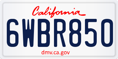 CA license plate 6WBR850