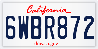 CA license plate 6WBR872
