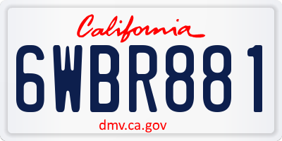 CA license plate 6WBR881