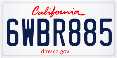 CA license plate 6WBR885