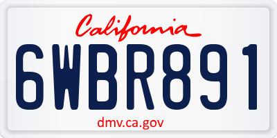 CA license plate 6WBR891