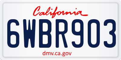 CA license plate 6WBR903
