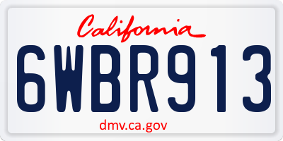 CA license plate 6WBR913