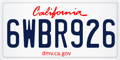 CA license plate 6WBR926