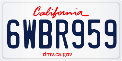 CA license plate 6WBR959