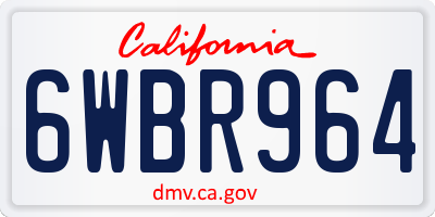 CA license plate 6WBR964