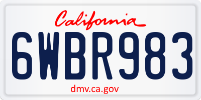 CA license plate 6WBR983