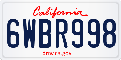 CA license plate 6WBR998