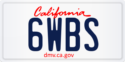 CA license plate 6WBS