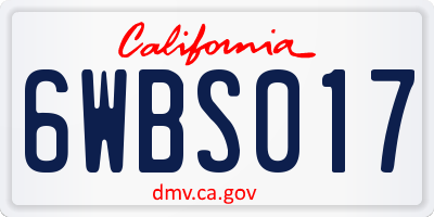CA license plate 6WBS017