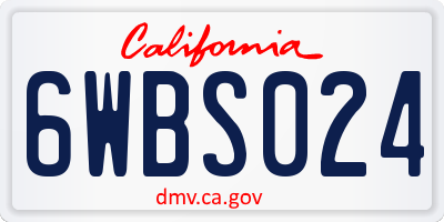 CA license plate 6WBS024