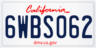 CA license plate 6WBS062