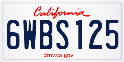 CA license plate 6WBS125