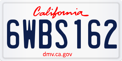 CA license plate 6WBS162