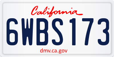 CA license plate 6WBS173