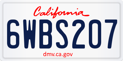 CA license plate 6WBS207