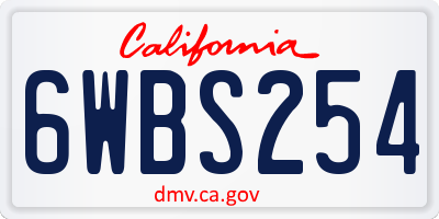 CA license plate 6WBS254