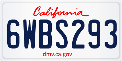 CA license plate 6WBS293