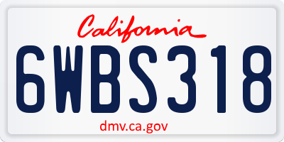 CA license plate 6WBS318