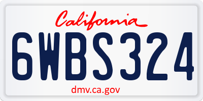 CA license plate 6WBS324