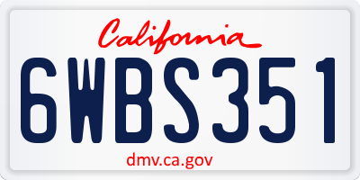 CA license plate 6WBS351