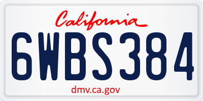 CA license plate 6WBS384