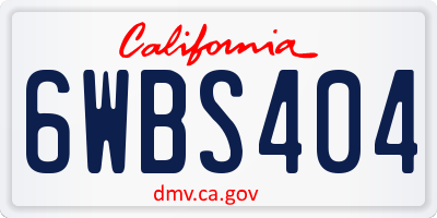 CA license plate 6WBS404