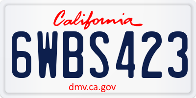 CA license plate 6WBS423