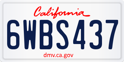 CA license plate 6WBS437
