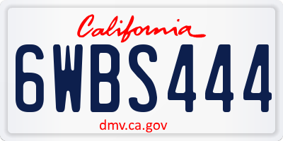 CA license plate 6WBS444