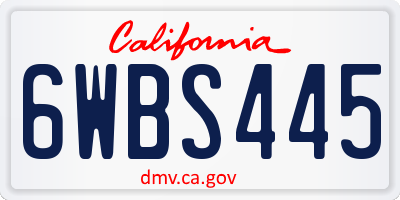 CA license plate 6WBS445