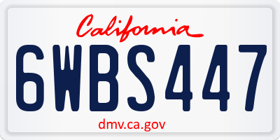 CA license plate 6WBS447