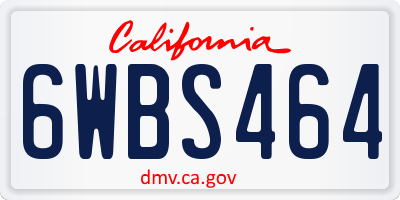 CA license plate 6WBS464