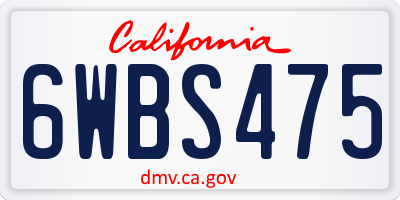 CA license plate 6WBS475