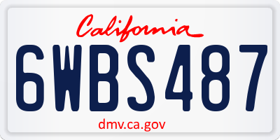 CA license plate 6WBS487