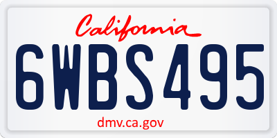 CA license plate 6WBS495